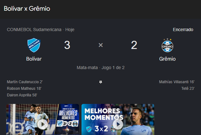 Grêmio luta em La Paz, mas Bolívar leva a melhor no duelo de ida da Sul-Americana