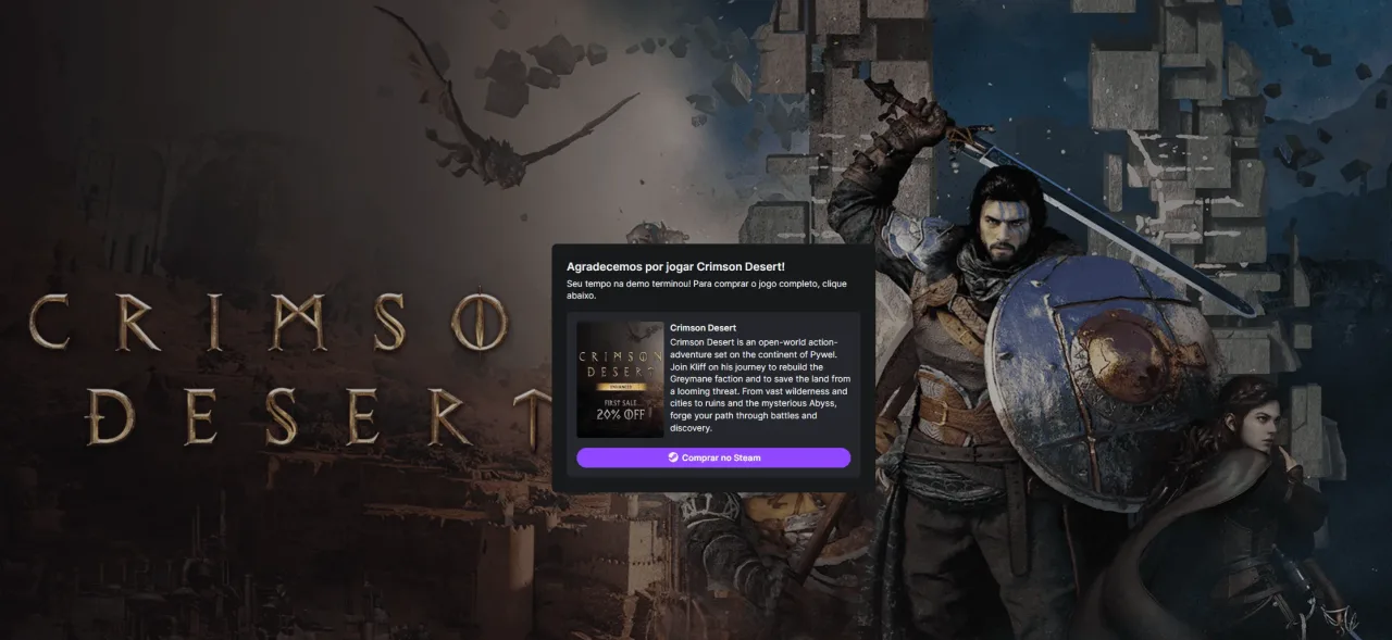 Crimson Desert pode ser jogado de graça e sem precisar instalar o jogo! Veja como