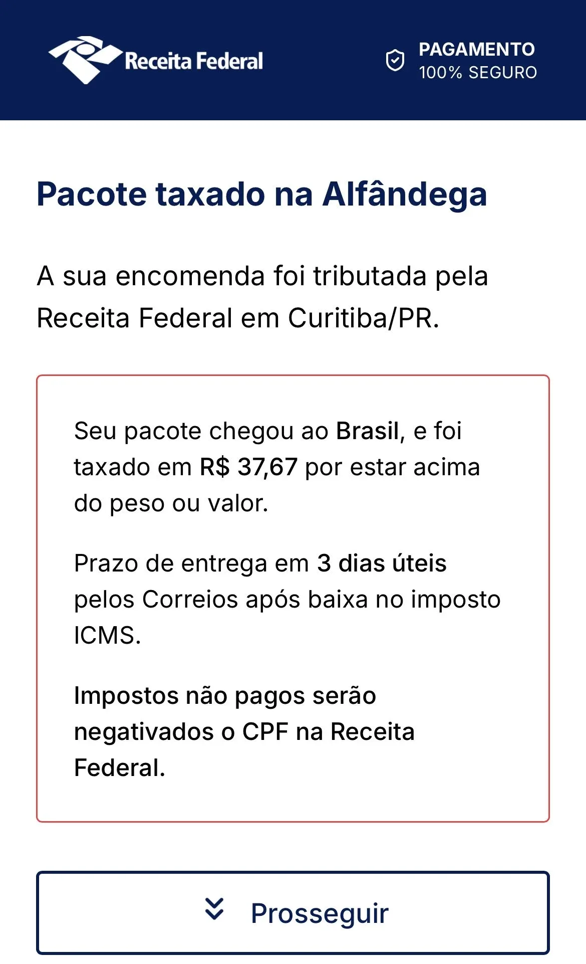 Golpe simula cobrança de taxas da Receita Federal para roubar Pix