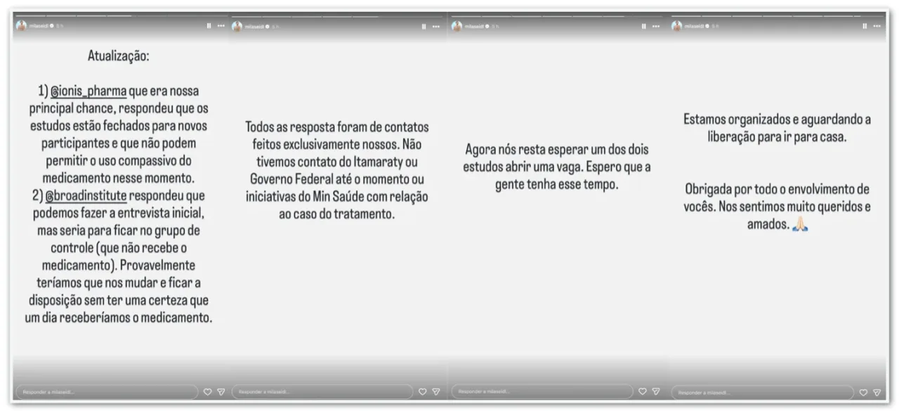 Mulher de Lito diz que não conseguiu vaga em tratamento experimental