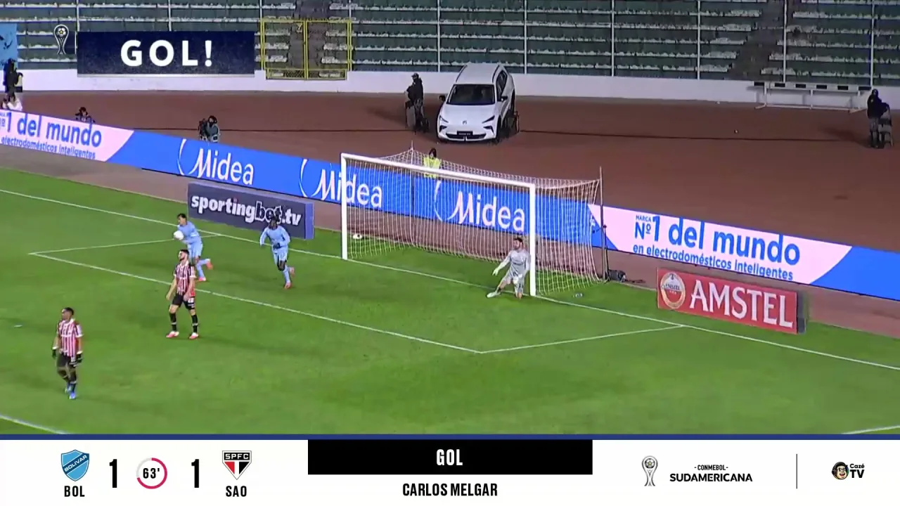 Carlos Melgar acerta lindo chute e empata para o Bolívar-BOL contra o São Paulo; confira