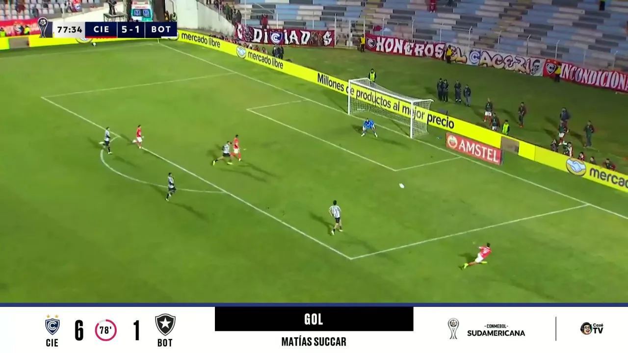 Em contra-ataque, Cienciano marca o sexto gol e confirma goleada contra o Botafogo; confira
