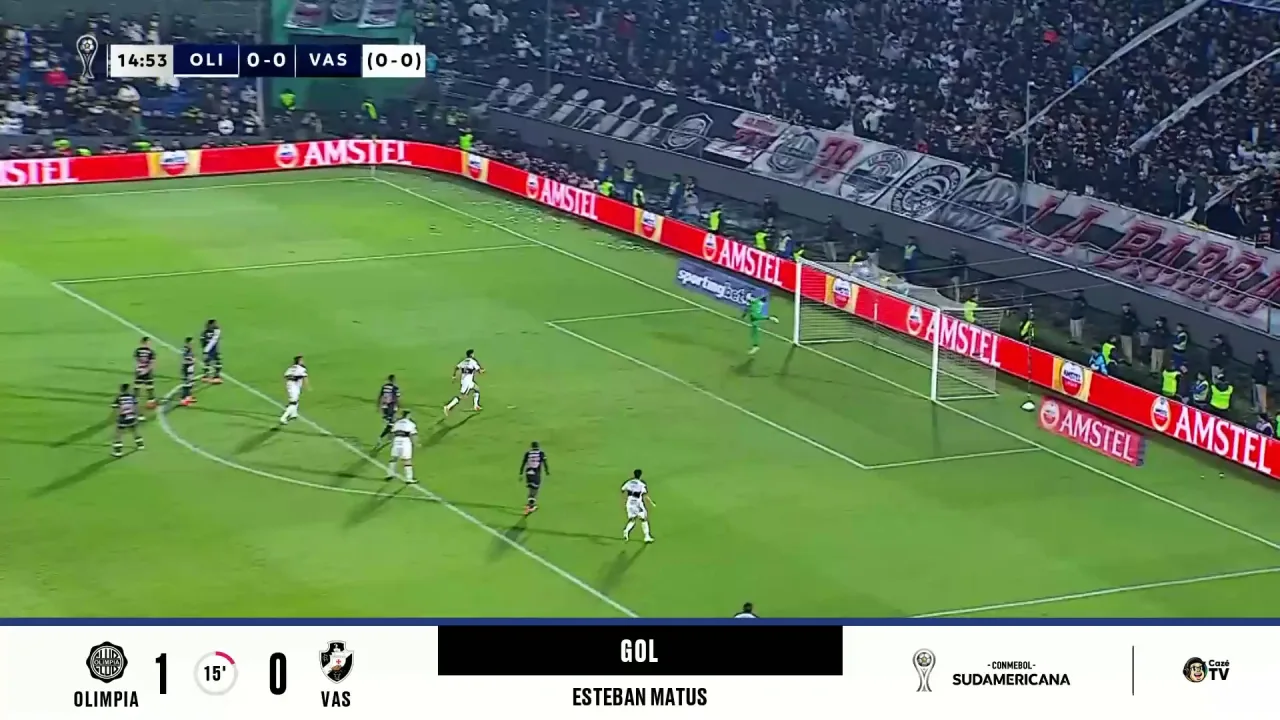 Esteban Matus acerta um foguete de muito longe e faz um golaço para o Olímpia contra o Vasco; confira
