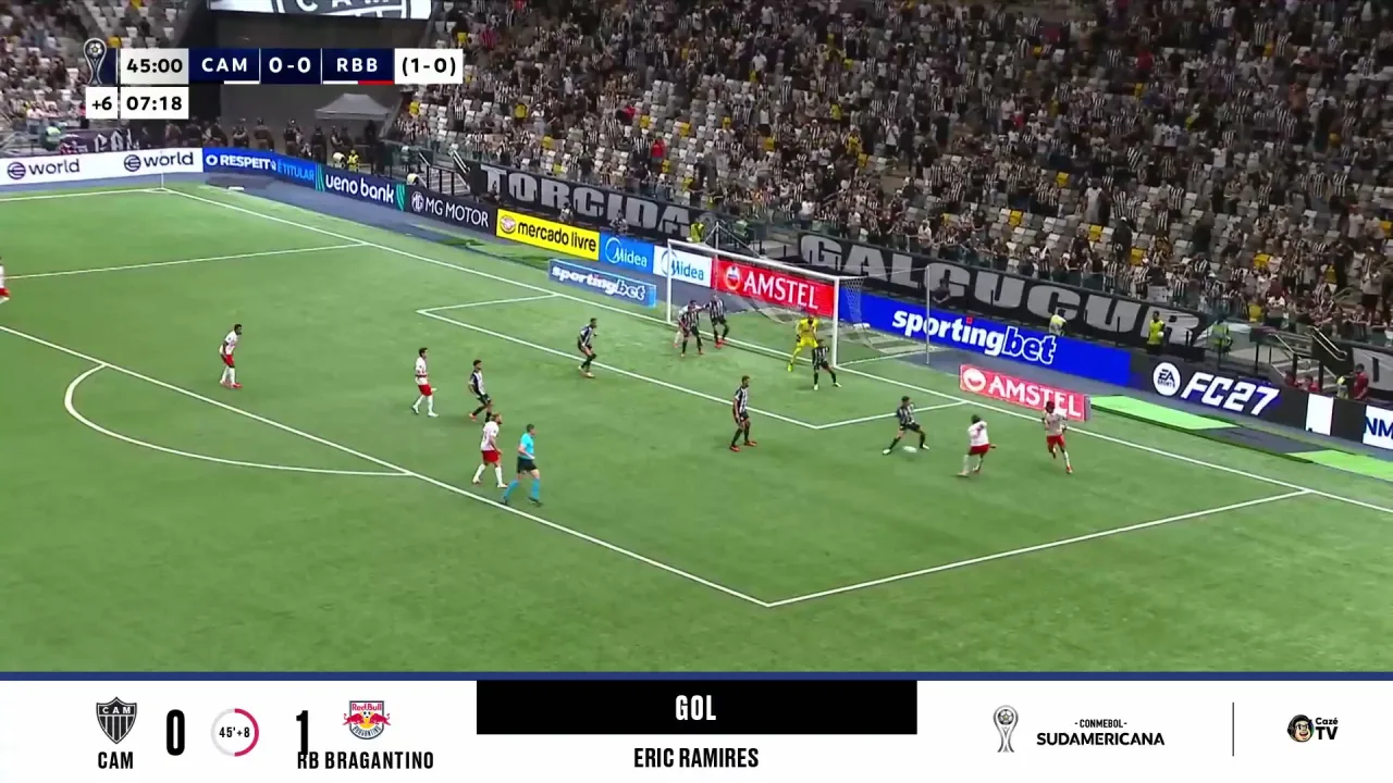 Eric Ramires recebe livre na área e marca para o RB Bragantino na Arena MRV; confira