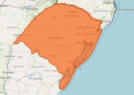 Alerta vermelho de grande perigo para chuva é emitido para SC e RS