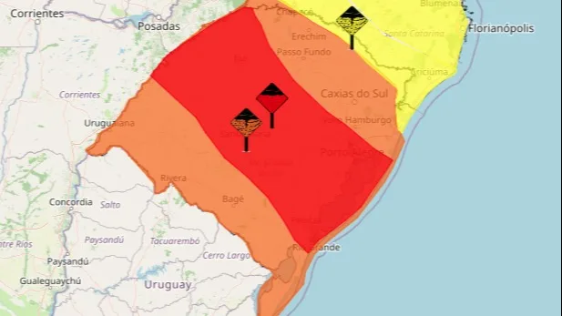 Chuva forte e granizo: Sul segue sob alerta vermelho nesta segunda (31)