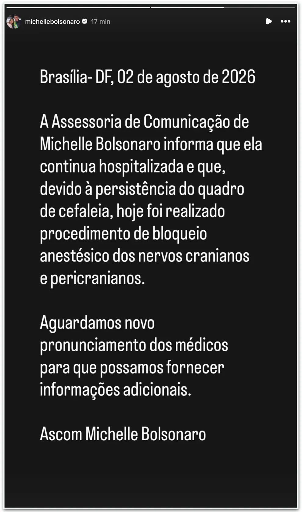 Michelle segue internada e coloca em dúvida convenção com Flávio