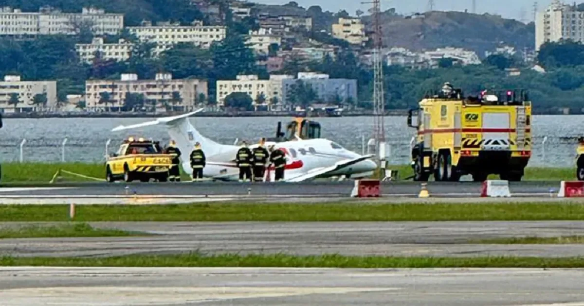 Avião sai da pista e causa cancelamento de voos no Aeroporto Santos Dumont