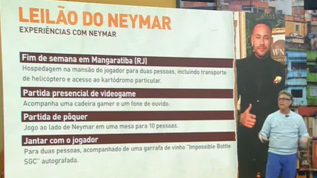 Neymar aparece em leilão de seu instituto antes de jogo decisivo do Santos