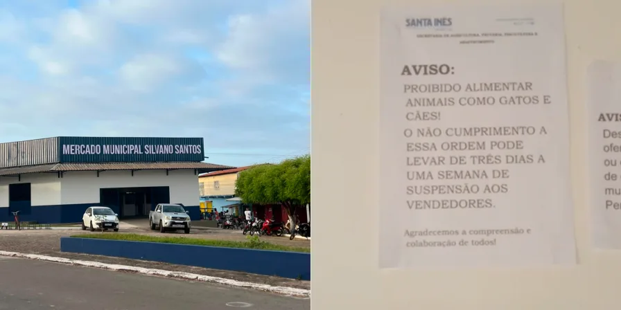 Cartaz em mercado ameaça suspender quem alimentar animais e revolta feirantes em Santa Inês