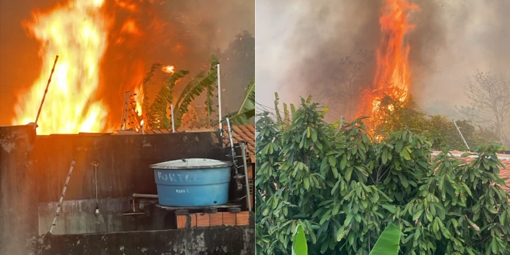 Incêndio em vegetação ameaça casas, creche e escola em Imperatriz; bombeiros controlam fogo