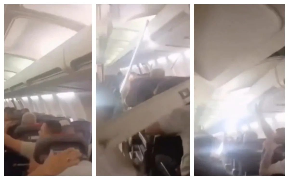 VÍDEO: Teto de cabine de avião cai durante voo no Irã
