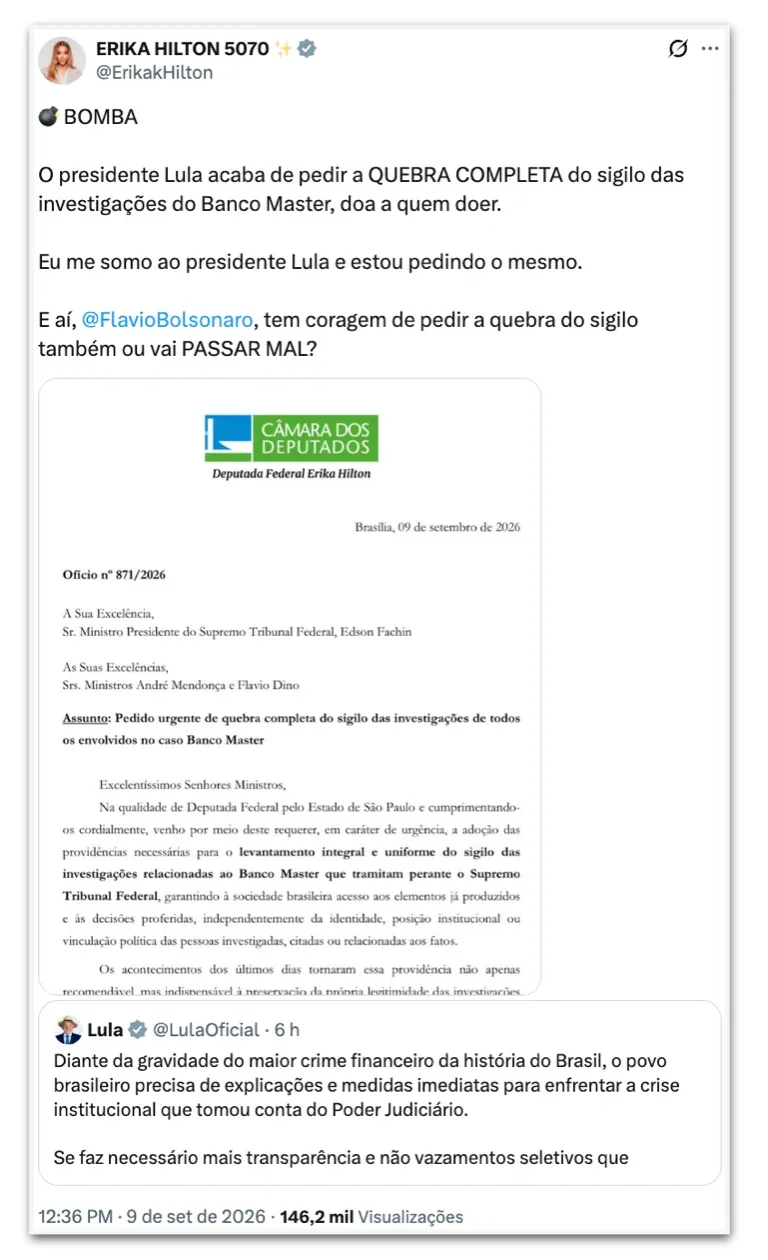 Políticos cobram fim do sigilo de caso Banco Master e INSS