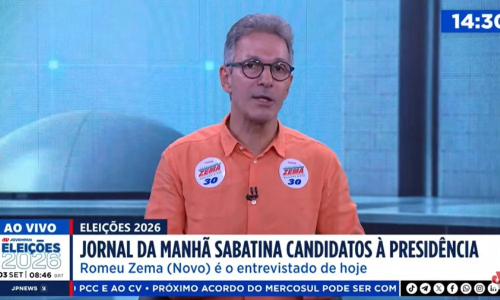 Zema diz que Selic ideal para o Brasil seria de 6%, atualmente em 14%