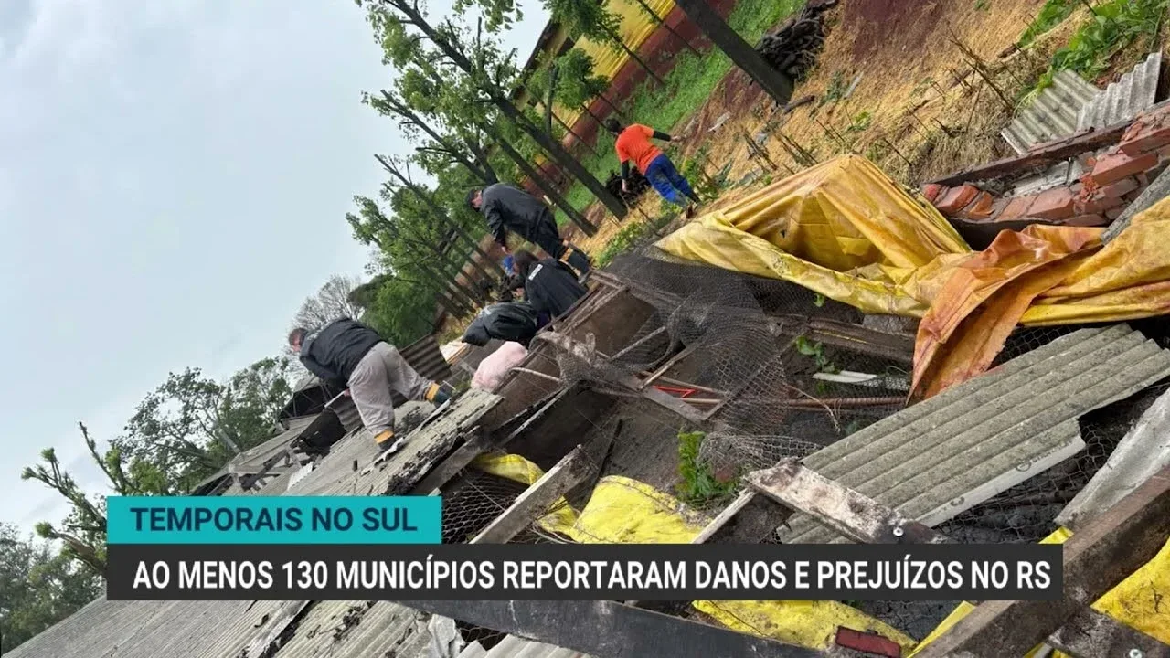 Forte temporal causa danos em 130 municípios do Rio Grande do Sul
