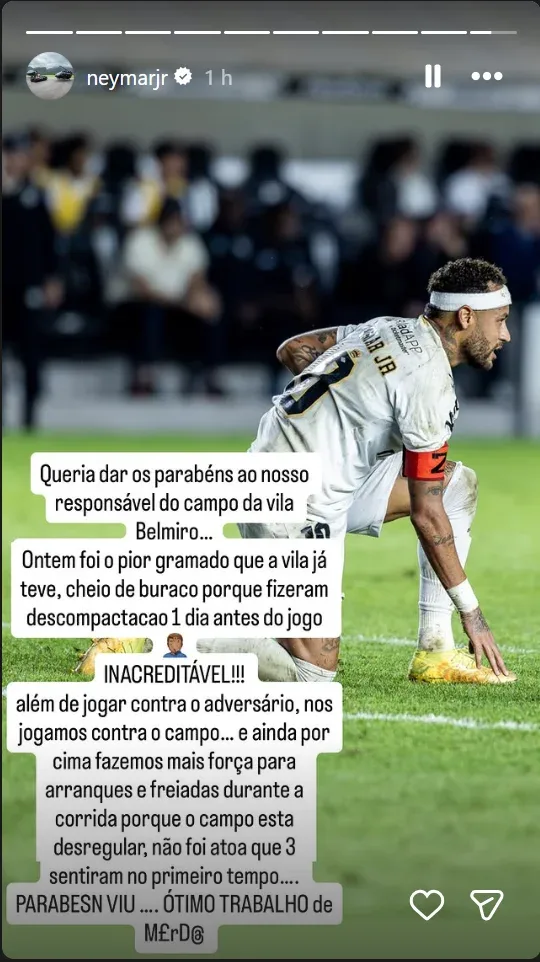 Palmeiras ironiza Neymar e elogia gramado do Nubank Parque