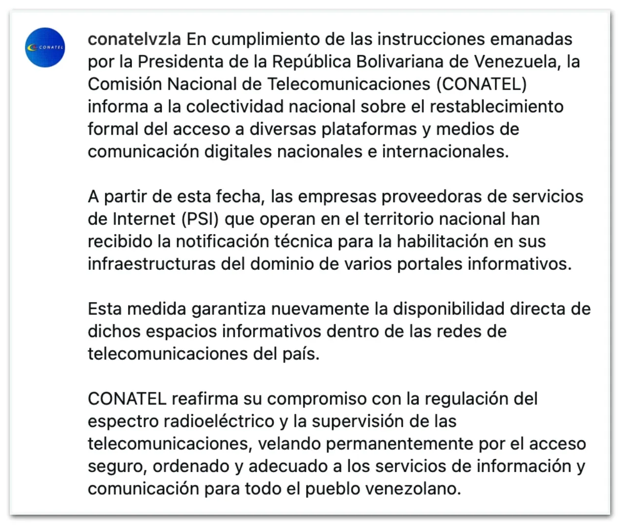 Venezuela desbloqueia sites de notícias após anos