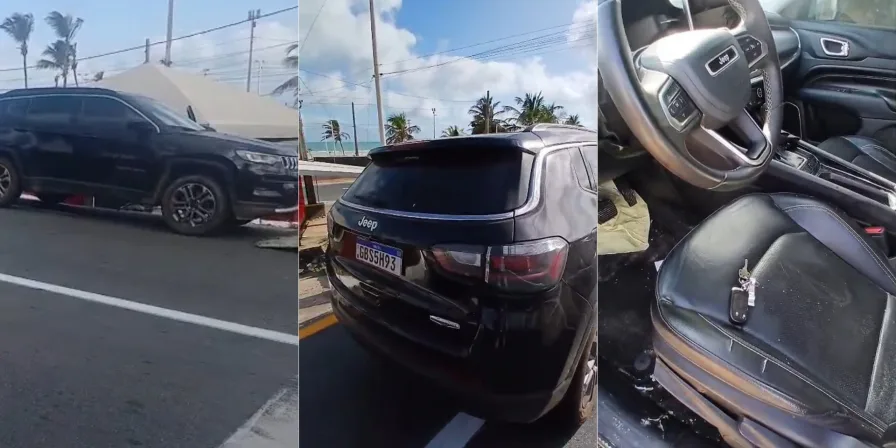 Carro abandonado com marcas de sangue é encontrado na avenida Litorânea, em São Luís
