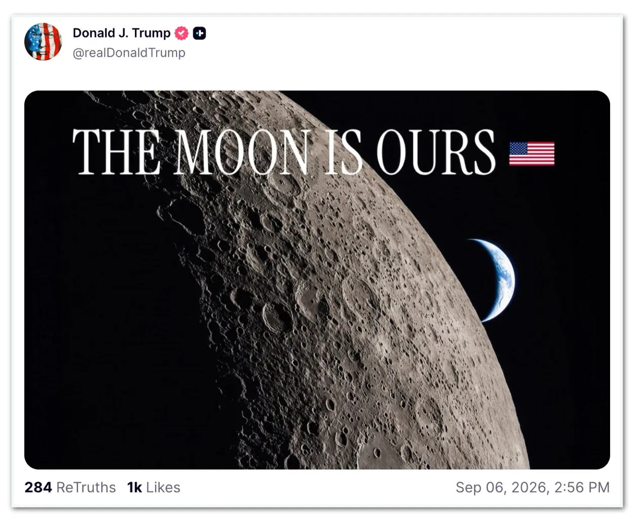 “A Lua é nossa”, diz Trump