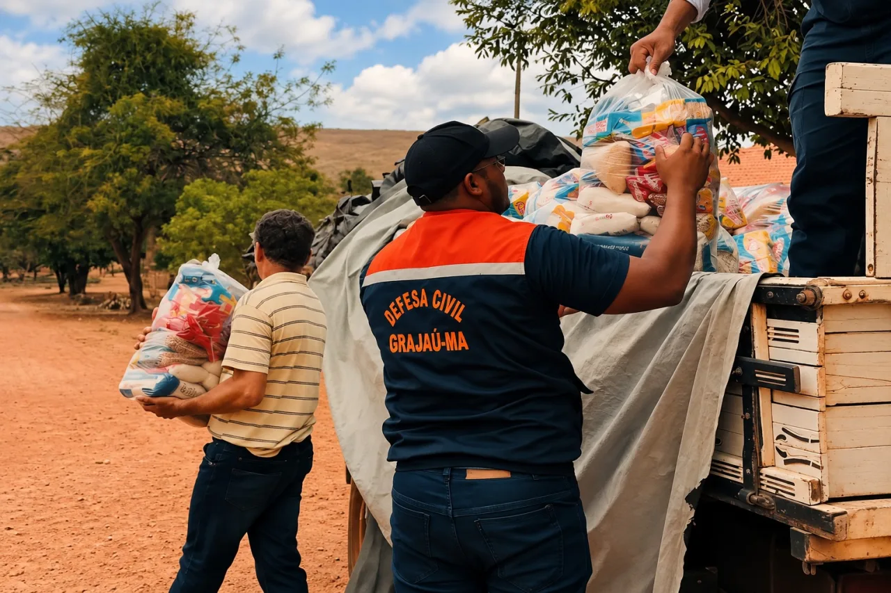 Prefeitura de Grajaú entrega cestas a famílias atingidas pela estiagem em Nova Conquista