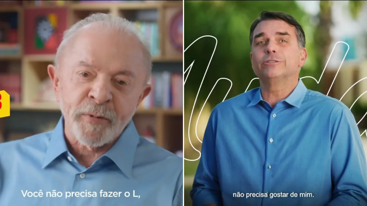 'Não precisa fazer o L', 'não precisa gostar de mim': Lula e Flávio Bolsonaro buscam votos além de suas bases