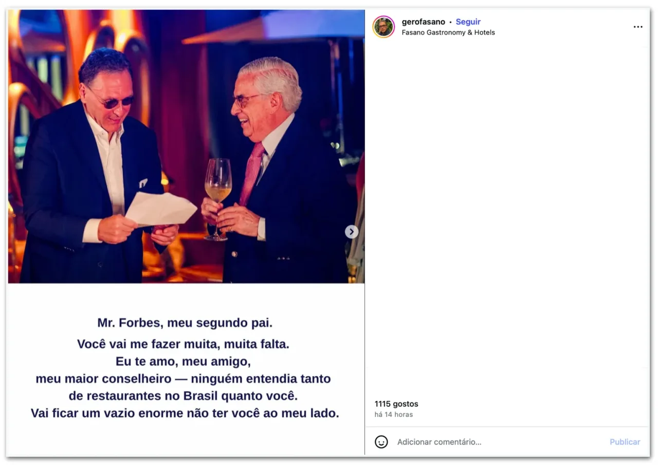 Morre aos 83 anos o empresário Geraldo de Figueiredo Forbes