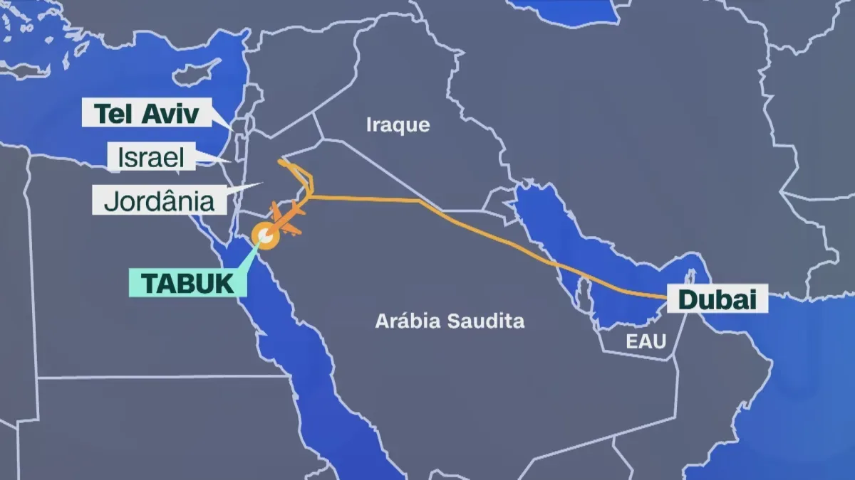 Veja rota e linha do tempo de voo para Israel que fez pouso de emergência
