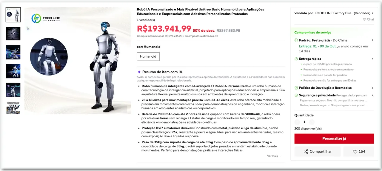 Robô usado em exibições do Exército custa R$ 194 mil