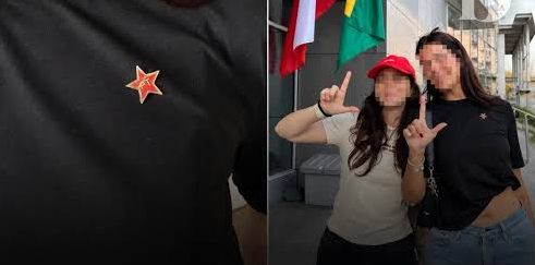 Petistas são denunciadas nas redes e procuradas por eurodeputado na Polônia após posarem com broche do PT fazendo o “L” durante votação no país: lá, a propaganda comunista é proibida