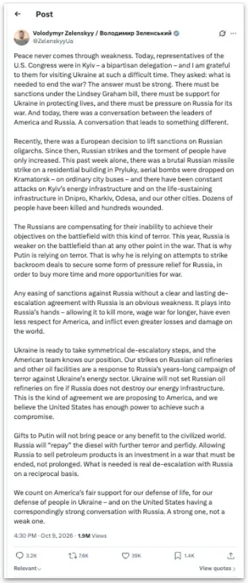 Zelensky critica acordo de Trump para compra de diesel russo