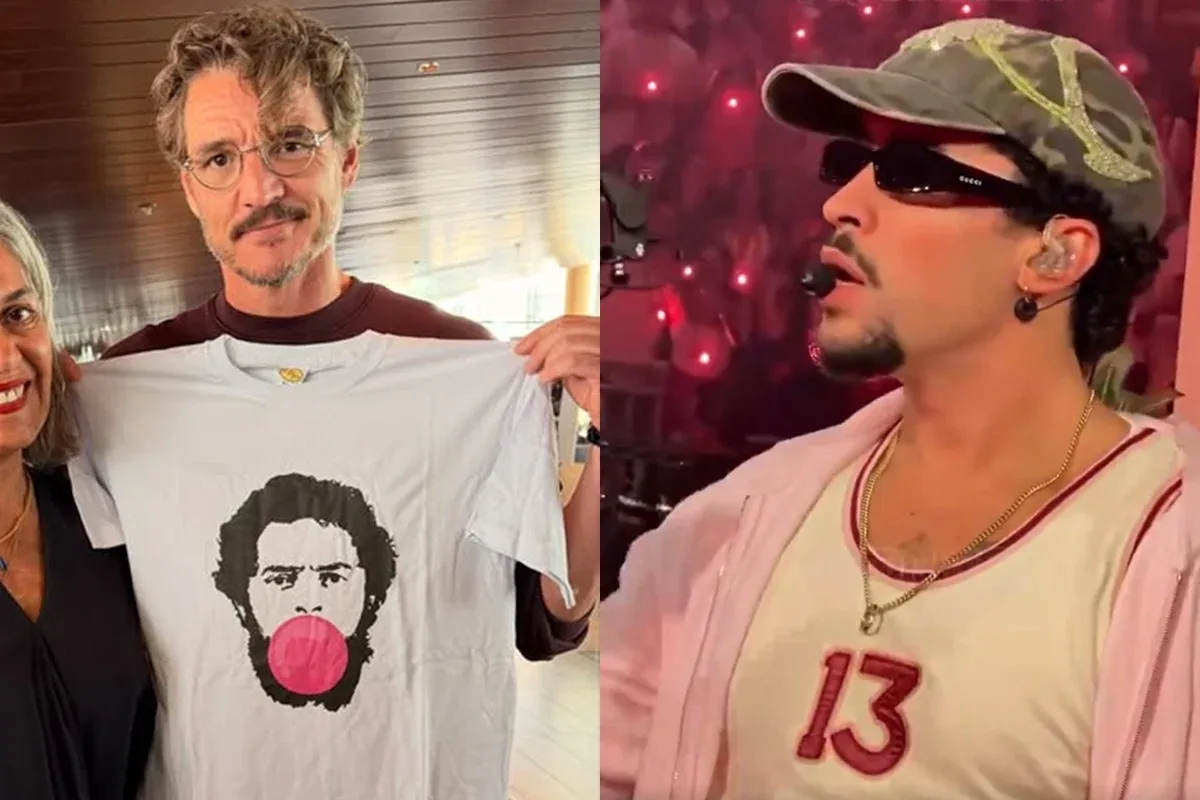 Bad Bunny e Pedro Pascal aparecem com camisetas em referência a Lula (PT)