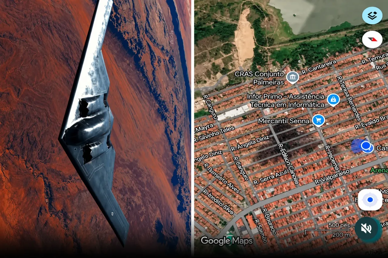 Mistério no Nordeste: sombra gigante aparece no Google Maps e internet suspeita do B-2, o temido bombardeiro dos Estados Unidos