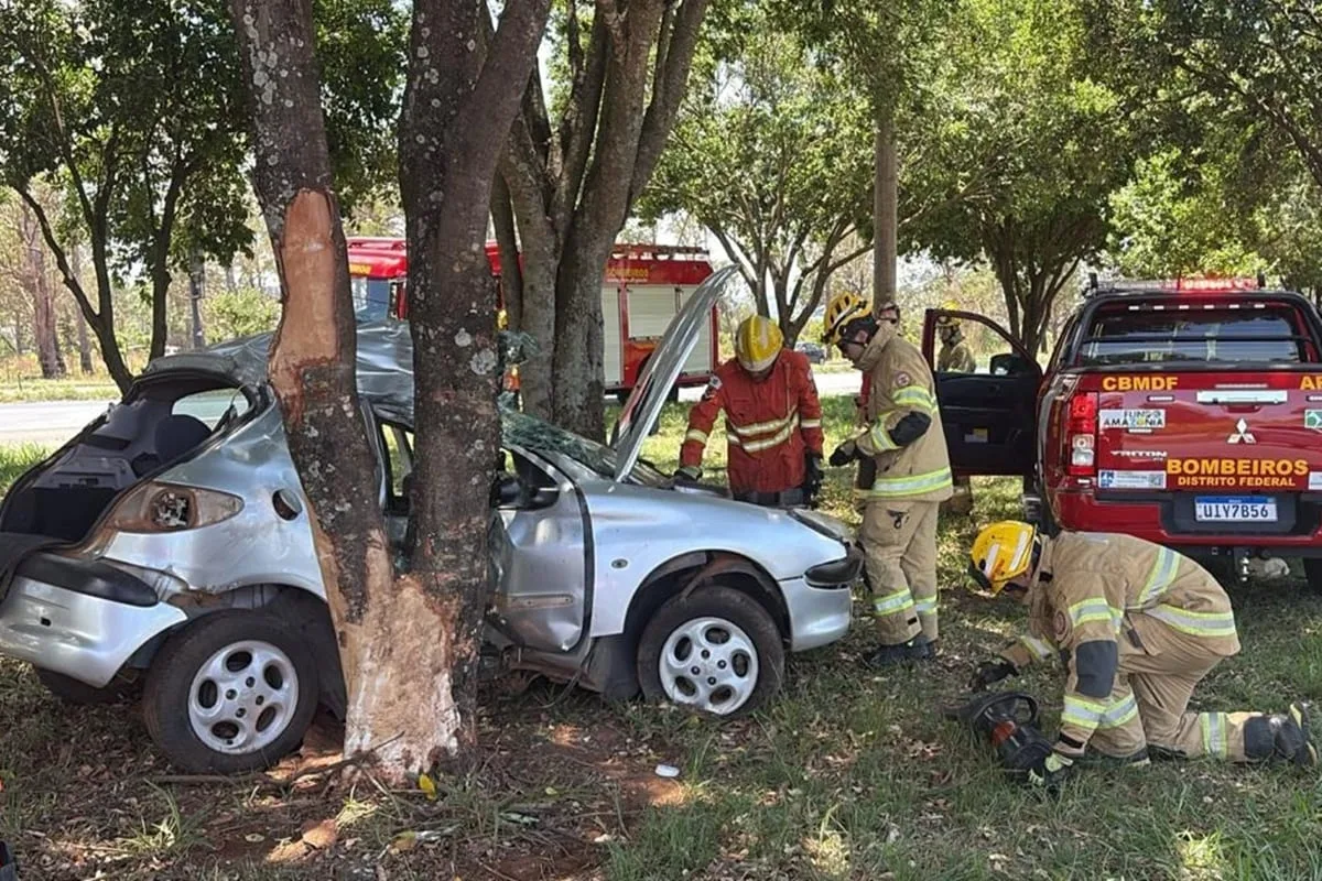 Motorista morre ao bater carro em árvore na BR-020, no balão do Colorado