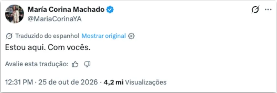 Trump diz desconhecer volta de María Corina e mostra apoio a Delcy