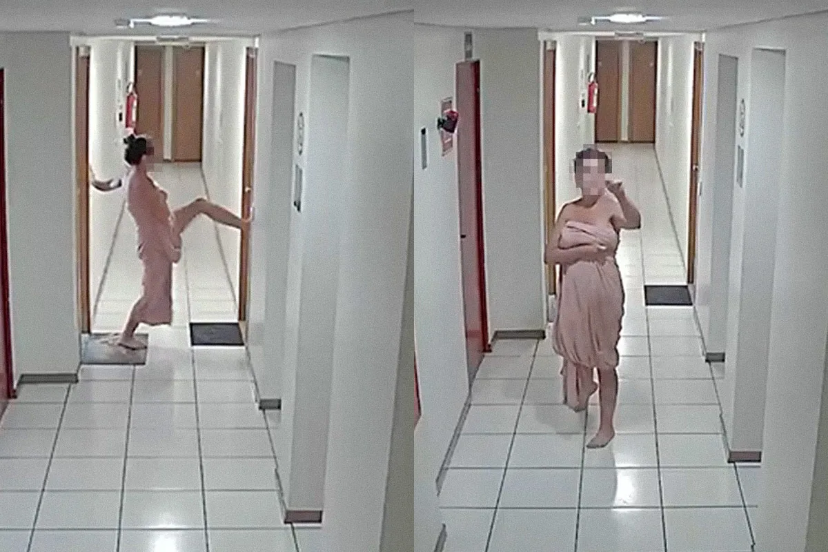 Advogada de toalha quase derruba porta de vizinha no chute em Águas Claras