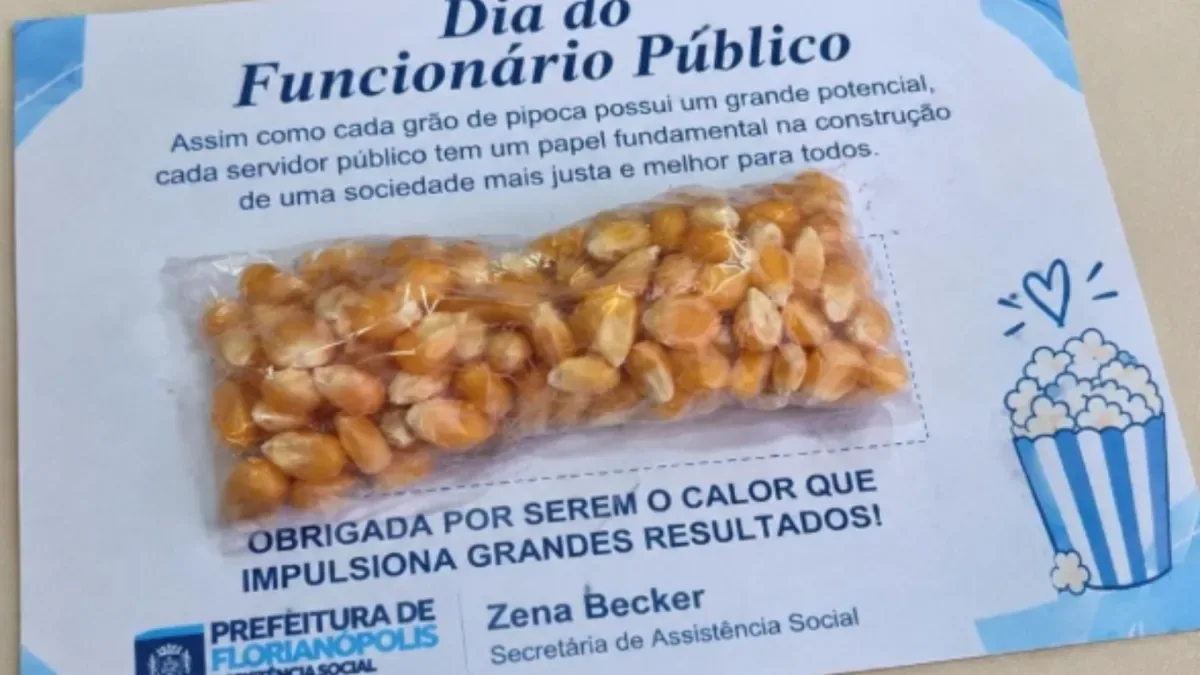 Secretaria de Florianópolis dá milho cru como lembrança no Dia do Servidor