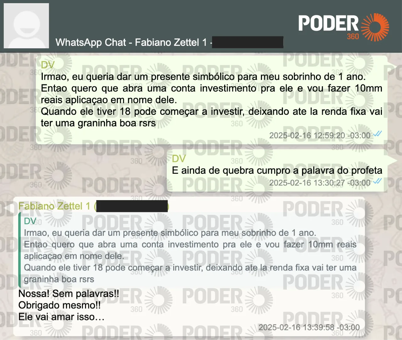 Vorcaro queria presentear sobrinho de 1 ano com R$ 10 milhões