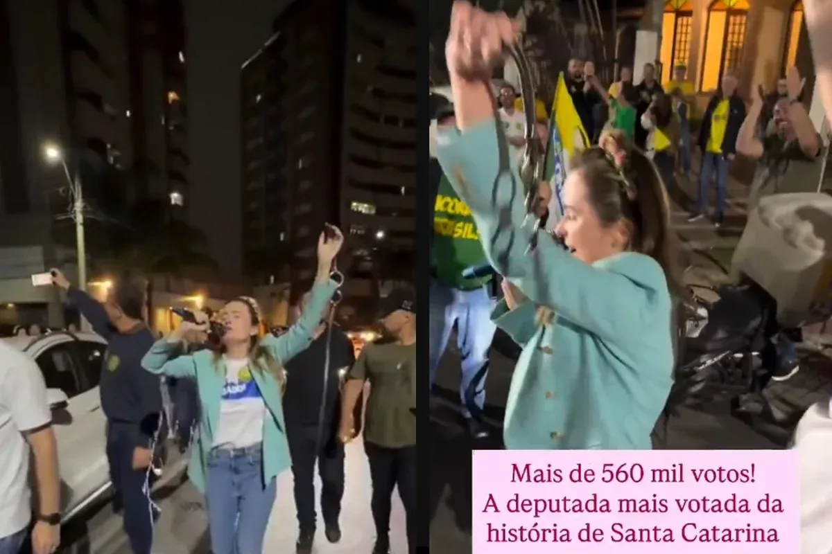 Júlia Zanatta comemora votação recorde dando chicotadas pelas ruas de SC