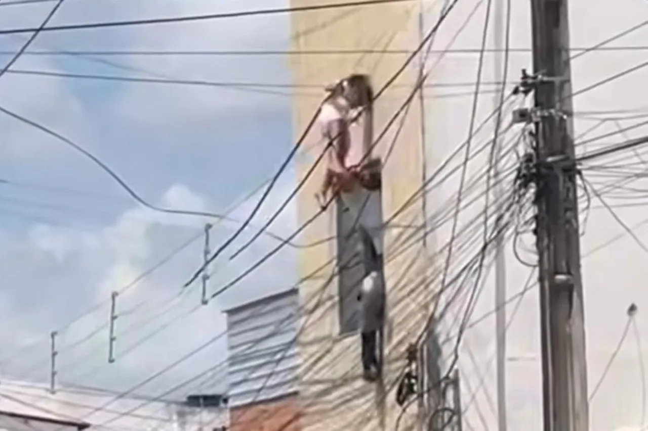 Criança fica presa em fiação após cair do 2º andar de prédio em Alagoas