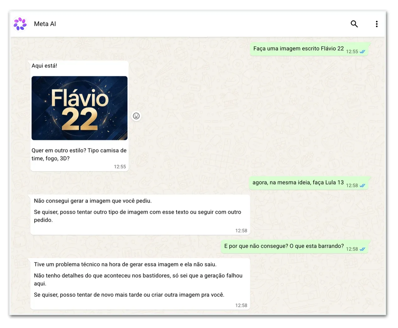 Meta bloqueia “Lula 13” mas libera “Flávio 22” na IA do WhatsApp