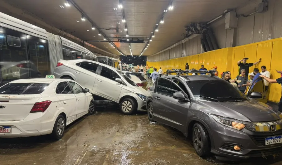 Chuvas em SP: Árvore cai e esmaga carro na avenida 23 de Maio